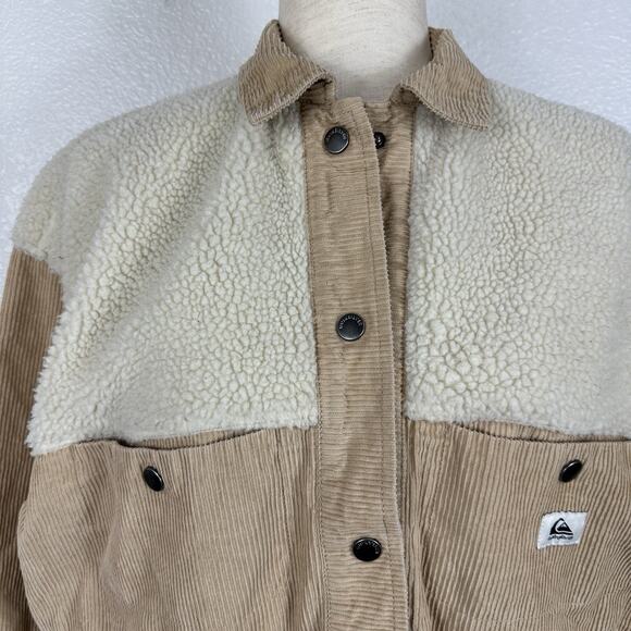 Quicksilver Jacket Women XS Tan Corduroy Sherpa Relaxed Amanda Field Shacket - Picture 5 of 13